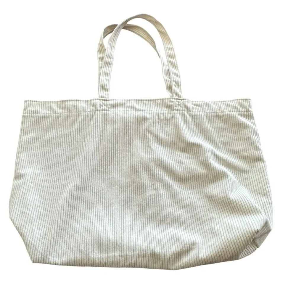 Sezane Corduroy Tote bag beige Velvet Striped